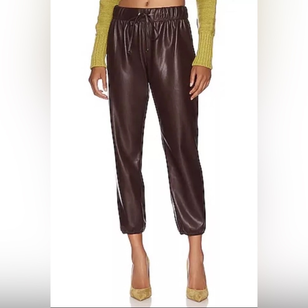 Enza Costa Revolve Vegan Leather Jogger in Chocolate Brown, Size Small / 1 NWOT